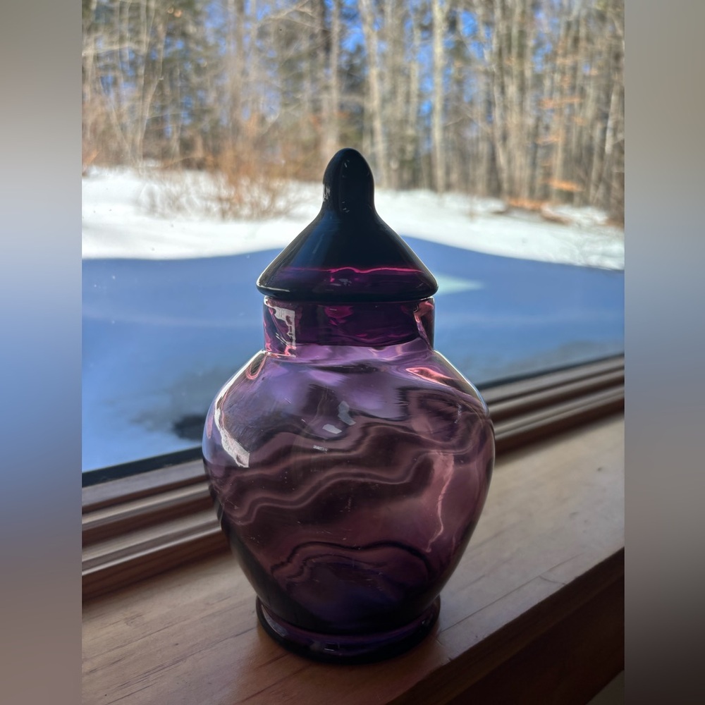 Vintage Mid Century Empoli Amethyst Glass Apothecary Jar